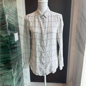Alice+Olivia EMPLOYED line White Grid Button-Down Shirt